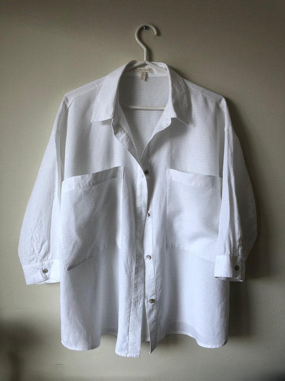 Vintage linen top white linen shirt vintage white