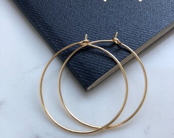 Gold hoop earrings, thin gold hoops