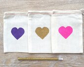 Heart Favor bags heart gift bags heart favours heart cotton bags hangover kit bags