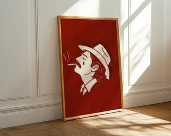 Vintage Cowboy Print: Retro Americana Wall Art (Digital Download)