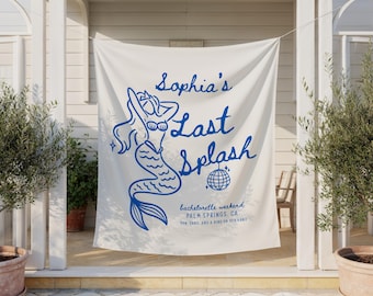 Last Splash Bachelorette Banner, Beach Bach Backdrop, Mermaid Bridal Shower Party Decor