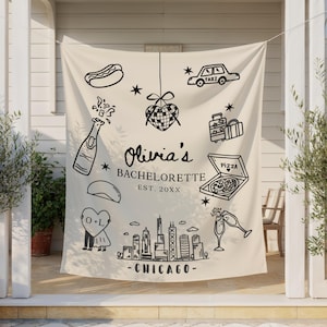 Chicago Bachelorette Banner, Custom Windy City Party Décor, Bridal Tapestry, Girls Trip Backdrop