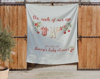 Babyparty-Hintergrund „Apfel unseres Auges“, Herbst-Babyparty-Banner, Herbstliche Obstgarten-Babydekoration, Apfel-Party-Motto