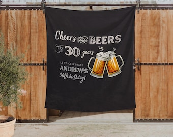 Cheers and Beers 30e verjaardagsbanner, bierthema feestdecoratie, gepersonaliseerd welkomstbord