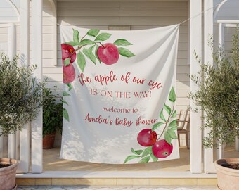 Apfelobstgarten-Babyparty-Kulisse, Herbst-Thema, personalisierte Fahne, Apfel-Party-Dekor