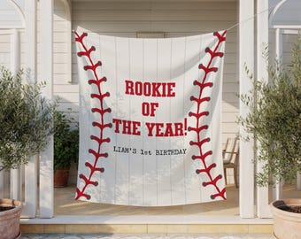 Rookie of the Year Birthday Banner, Baseball First Party Decor,  1st Birthday Sign