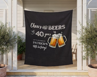 Cheers and Beers to 30 Years Sign, ANY AGE Birthday Decorations, Beer Theme Party Decor, Custom Welcome Banner