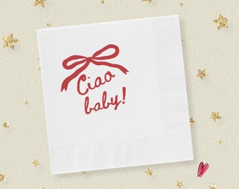 Ciao-babyservetten, Italiaanse benodigdheden voor babyshowers, feestdecor, ciao bambina ciao bambino-thema