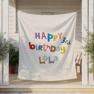 Custom Birthday Banner, Personalized Bday Backdrop, Vintage Fabric Letters Party Decor