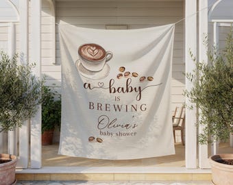 Cafe Bebe Baby Shower Welcome Backdrop, Coffee Theme Decor, Custom Sprinkle Banner for Gender Neutral Celebrations