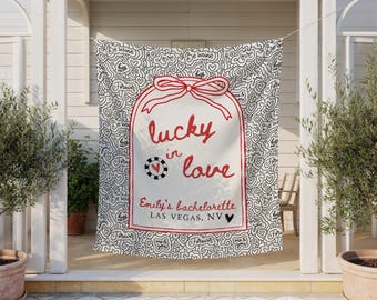 Lucky in Love Bachelorette Banner, Las Vegas Party Decor, Casino Theme Signage for Bride's Night Out Celebration, Valentines Day