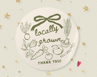 Naklejki z lokalnie uprawianych roślin, Etykiety z podziękowaniami na baby shower, Personalizowane metki z upominkami, Dekoracje na targowisko, Prezenty ekologiczne