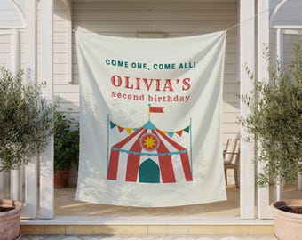 Come One Come All Geburtstagsbanner | Zirkus ANY AGE Geburtstagsdekor | Karneval Girlande Girlande Big Top 1.Zeichen | Benutzerdefinierte Name Party Hintergrund