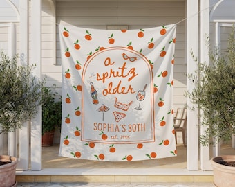 Een oudere Spritz achtergrond, ELKE LEEFTIJD Aperol Spritz verjaardagsdecor, banner verjaardagsfeestje, aangepaste mijlpaal thema verjaardag