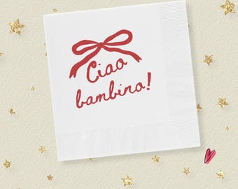 Servetten ciao bambino, Italiaanse benodigdheden voor babyshower babyjongens, feestdecor, ciao bambina ciao bambino-thema