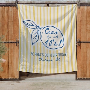 Personalized Italian Birthday Banner, Amalfi Coast Birthday Decor, Lemon Birthday Backdrop, Ciao Birthday Banner, Mediterranean Party Theme