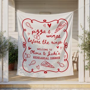 Pizza Wings Rehearsal Dinner Banner, Italian Pizza Wedding Décor, That’s Amore Theme