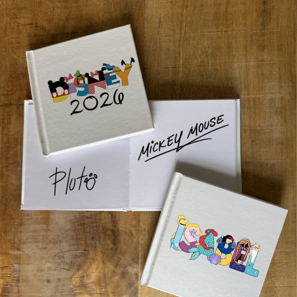Personalized Theme Park Autograph Book. Kids Vacation Gift. Character Signature Book. Custom Name Boardbook