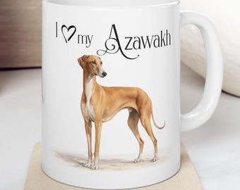 Caneca de café Azawakh em aquarela | Caneca de cerâmica com galgo africano | Presente para amantes de cães
