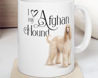 Caneca de cerâmica com aquarela de Galgo Afegão | Caneca de cerâmica com desenho de cão de caça | Presente para amantes de cães