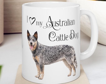 Caneca com estampa de Boiadeiro Australiano, Caneca de Café com Blue Heeler, Presente para Amantes de Boiadeiro Australiano, Caneca para Mãe de Cachorro, Caneca com Estampa de Cachorro em Aquarela, Presente para Amantes de Heeler