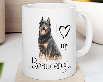 Beauceron Watercolor Dog Mug | Original Breed Art Ceramic Cup | Gift for Dog Lover
