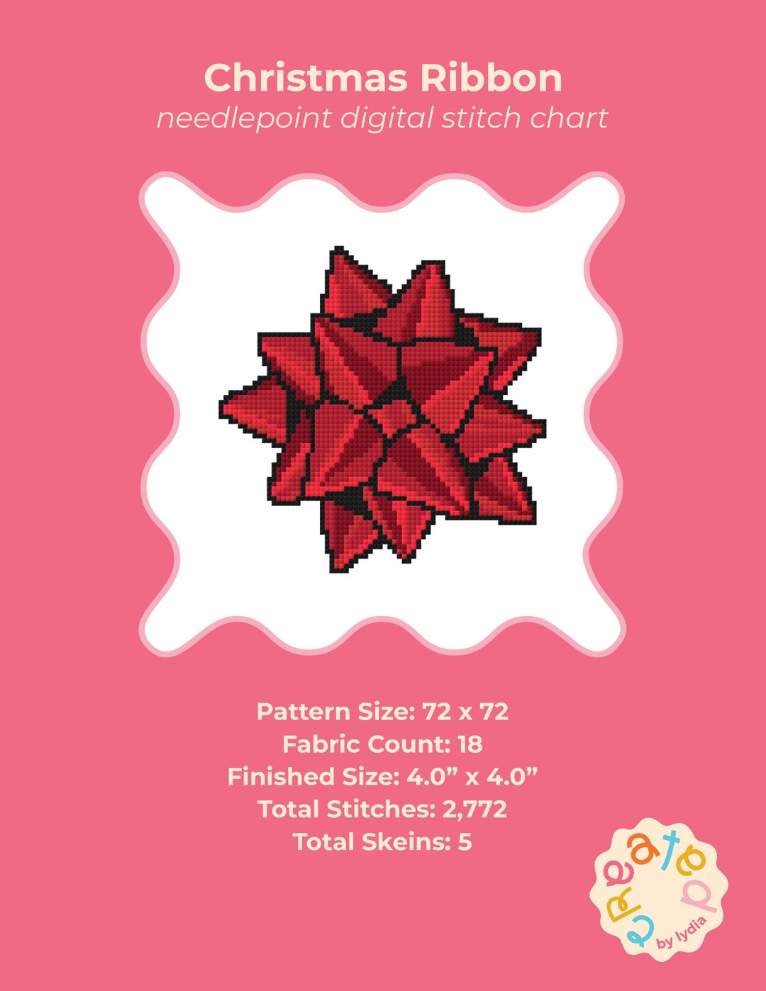 Needlepoint Ribbon Christmas Ribbon | Needlepoint Digital Stitch Chart - Etsy
