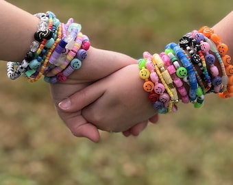 Handmade Clay Bead Bracelet: Preppy Style, Customized