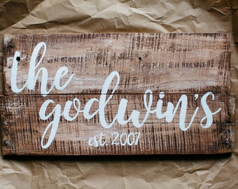 Hand Painted Wooden Family Name Sign