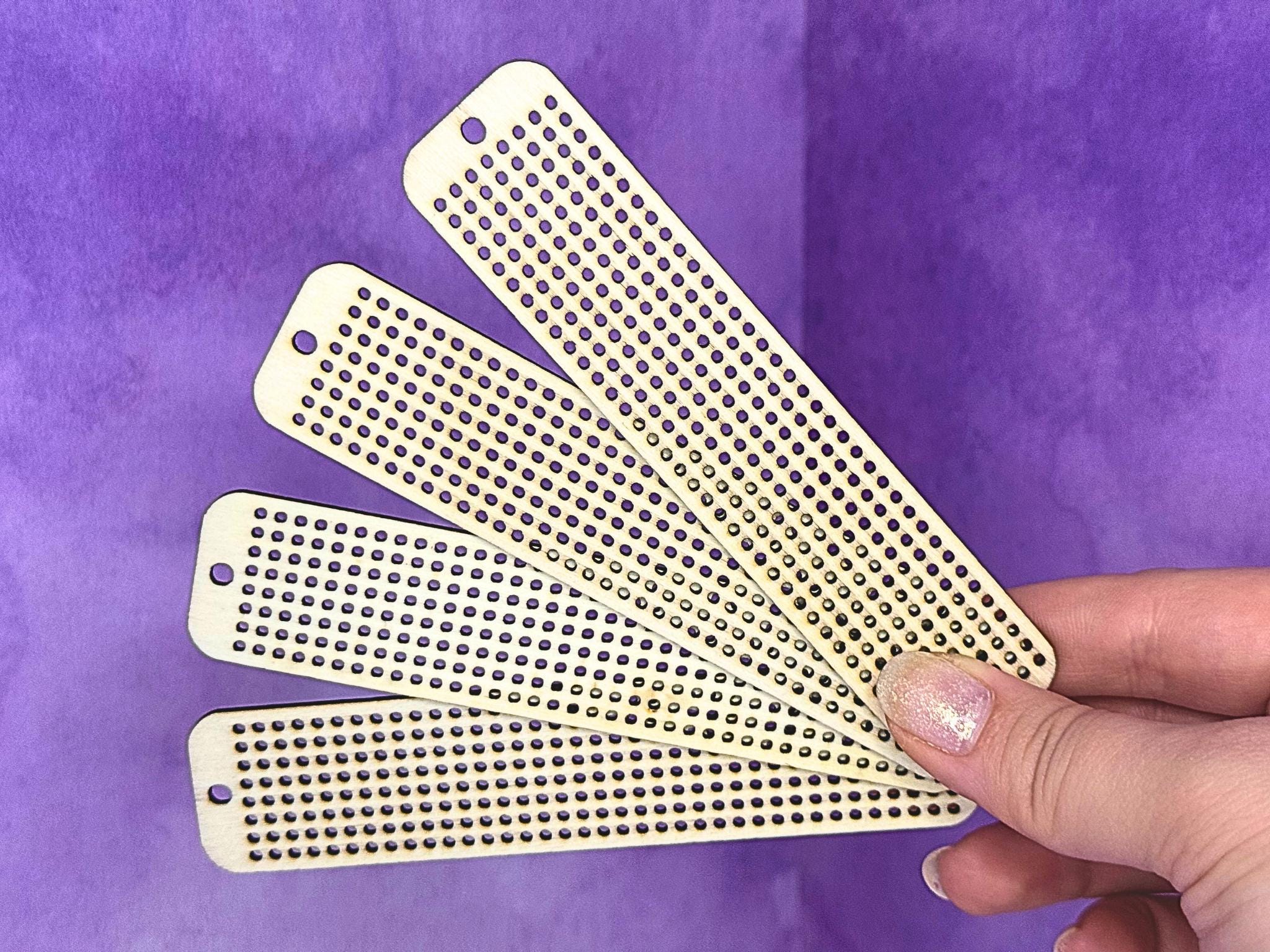 4-Pack Petite Wooden Bookmark Cross-Stitch Blanks, with hole for tassel