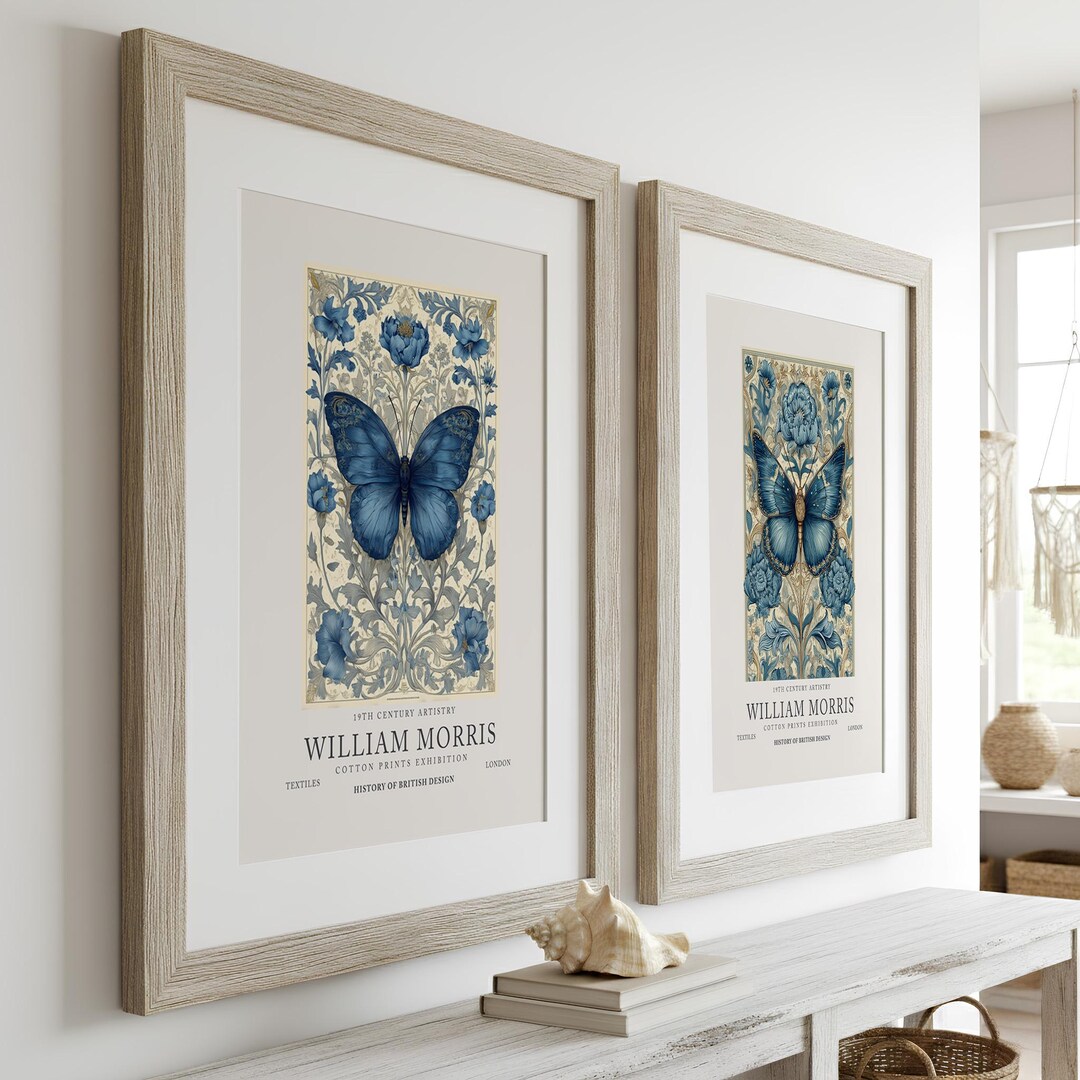 William Morris Prints Set of 2 Vintage Butterflies Art Nouveau Style ...
