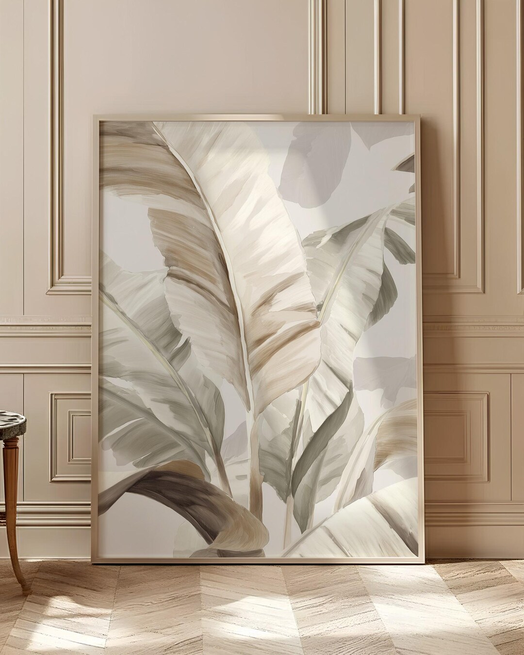 Sage Tropical Leaf Wall Art Neutral Botanical Beige Poster Palm Leaves ...