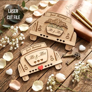 SVG-bestand voor een geldgeschenkdoos voor bruiloft | Lasergesneden geldgeschenk | SVG-bestand voor een huwelijksgeschenkkaart | Glowforge huwelijks-SVG | Houten geschenkdoos laserbestand direct te downloaden