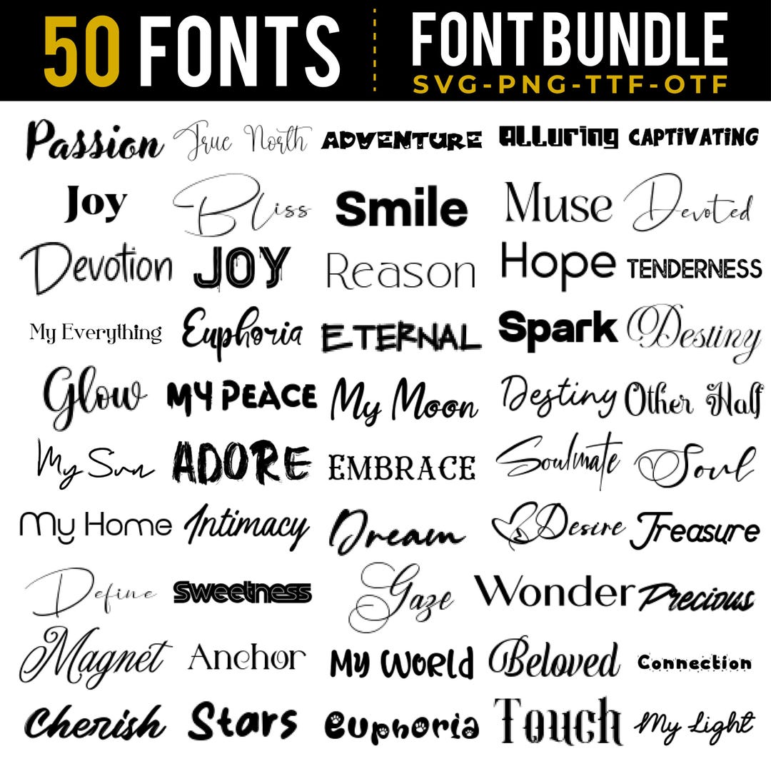 Font Bundle Ttf Svg Heart Font, Handwritten Font Bundle, the Ultimate ...