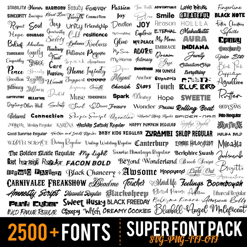 Ultimate Font Bundle :2500+ TTF & SVG Fonts for Cricut, Canva ...