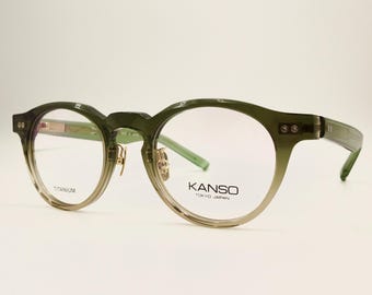 Oprawki okularowe KANSO Olive Gradient Titanium-Acetate: japoński rzemieślniczy okrągły design optyczny
