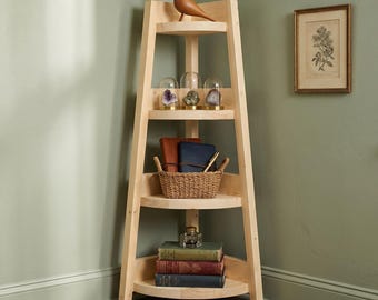 Progetti per mensole angolari / Libreria a scala in legno (PDF, download digitale)