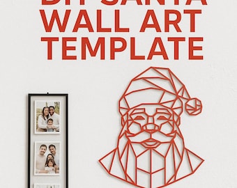 Modello fai da te per decorazioni murali geometriche di Babbo Natale / Decorazioni natalizie moderne (modello PDF)
