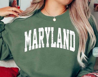 Vintage Maryland Sweatshirt, Maryland State Pride Sweater, Maryland Gift, Maryland Game Day Sweater, Maryland Vacation Trip Sweater