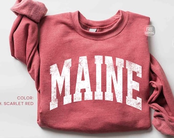 Vintage Maine Sweatshirt, Maine State Sweater, Maine Travel Gift, East Coast State Sweatshirt, Maine Souvenir, Maine New England Gift Sweat