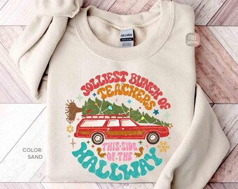 Jolliest Bunch of Teachers Sweatshirt, This Side of Hallway, Teacher Christmas Sweater, School Christmas Party Teacher Group Matching Gift
