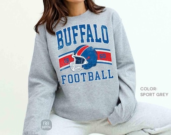 Buffalo Football Sweatshirt, Buffalo Fan Gift, Buffalo Game Day Sweater, Sports Team Crewneck Sweater