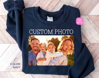 Sweatshirt met aangepaste foto, sweater met gepersonaliseerde foto, trui met aangepast logo, trui familie, trui Memorial Couple, trui met jouw tekst