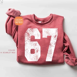 Benutzerdefiniertes Distressed Nummer Sweatshirt, Team Nummer Sweatshirt, personalisiertes Schulnummer Sweatshirt, Fußball Fußball Sport Nummer Sweatshirt