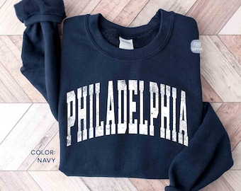 Sudadera vintage de Filadelfia, suéter de fútbol de Filadelfia, suéter retro de Filadelfia, regalo de Filadelfia, jersey de cuello redondo de Pensilvania