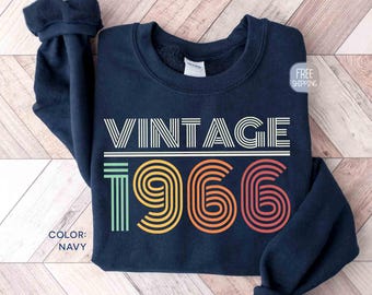 Vintage 1966 Sweatshirt, Retro 1966 Geburtstag Sweatshirt, 60.Geburtstag Geschenk Hoodie, Geboren in 1966 Sweatshirt, Retro 60er Jahre Sweatshirt