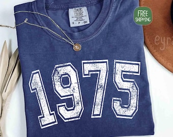 Comfort Colors 1975 Shirt, 50th Birthday Shirt, Vintage 1975 Year Shirt, 50th Anniversary Shirt, 1975 Birth Year Shirt, Distressed 1975 Tee