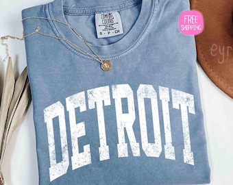 Comfort Colors Detroit Shirt, Distressed Detroit Mascot Shirt, Detroit Travel Gift T-Shirt, Detroit Football Fan Shirt, Vintage Detroit Tee