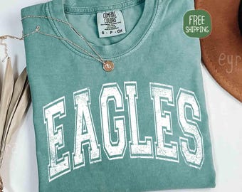 Maglietta Comfort Colors Eagles, Maglietta mascotte Eagles, Maglietta per la giornata della partita degli Eagles, Maglietta per la mamma degli Eagles, Maglietta mascotte della squadra universitaria degli Eagles, Maglietta degli Eagles