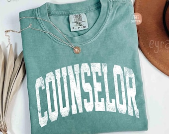 Camiseta de consejero con colores cómodos, camiseta de regalo para consejero escolar, camiseta de agradecimiento para consejeros, ropa para el personal escolar, camiseta del mejor equipo de consejeros